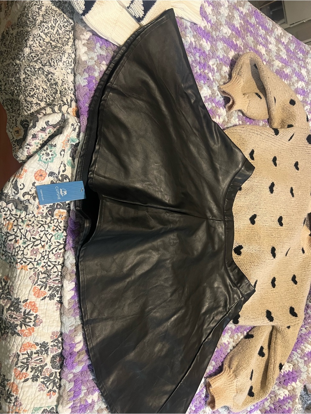 Black Faux Leather Mini Skirt
